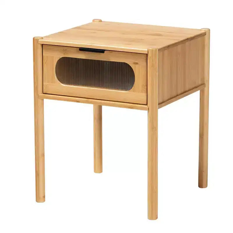 Naresh Tavolino da divano con 1 cassetto in legno di bambù, marrone naturale - Baxton Studio