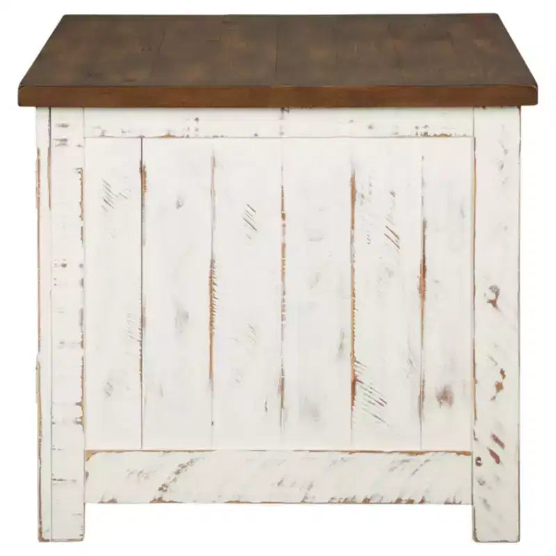Tavolino Wystfield Bianco/Marrone - Signature Design by Ashley: Stile Moderno con Ripostiglio, Gambe in Legno e Ante Doppie