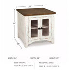 Tavolino Wystfield Bianco/Marrone - Signature Design by Ashley: Stile Moderno con Ripostiglio, Gambe in Legno e Ante Doppie