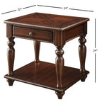 Tavolino Farrel Acme Furniture in Noce: Mobile da Soggiorno con Ripiano Contenitore, Finitura in MDF Impiallacciato