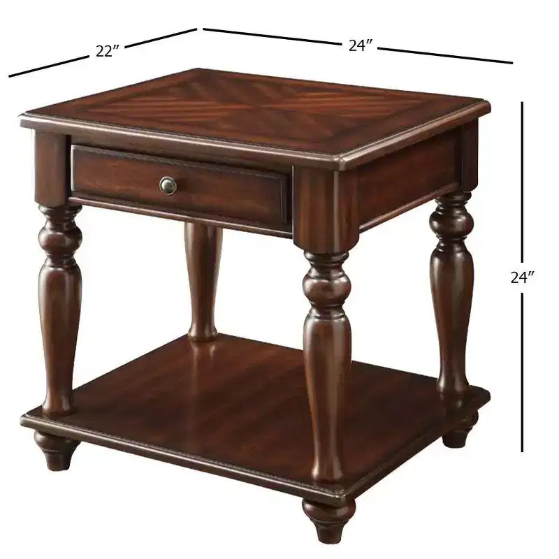 Tavolino Farrel Acme Furniture in Noce: Mobile da Soggiorno con Ripiano Contenitore, Finitura in MDF Impiallacciato