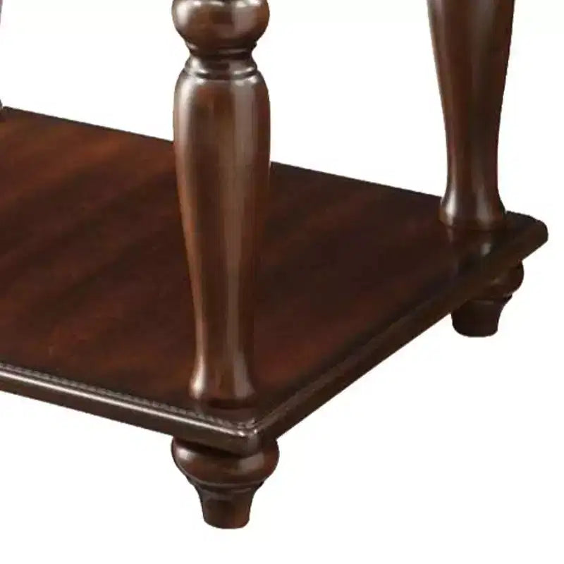 Tavolino Farrel Acme Furniture in Noce: Mobile da Soggiorno con Ripiano Contenitore, Finitura in MDF Impiallacciato