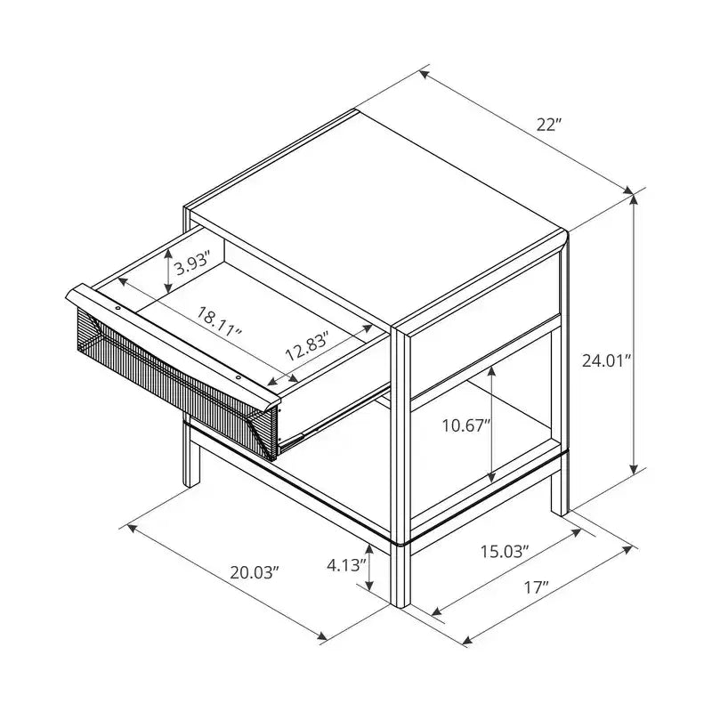 Tavolino Withania - Threshold™: composito di legno, mobiletto contenitore decorativo con cassetto
