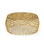 Christopher Knight Home Cortlandt Modern Handcrafted Aluminum Mesh Coffee Table Gold: Chic Pedestal Base, No Assembly Required