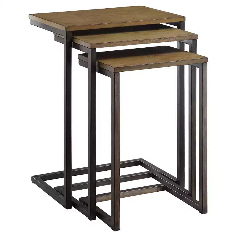 Carolina Living Caroline Nesting Table Set - Harvest Oak/Aged Iron and Table