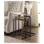 Set di tavolini impilabili Carolina Living Caroline – Quercia Harvest/Ferro anticato e tavolo