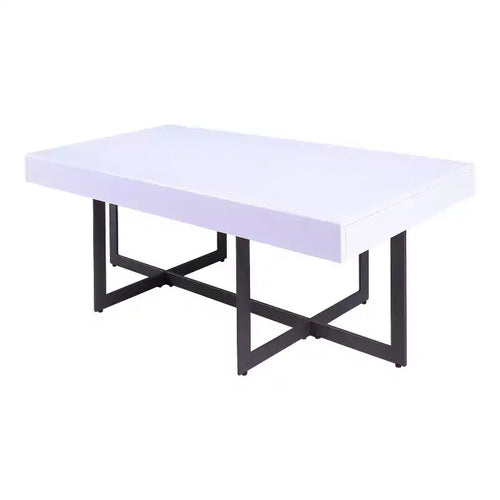47.25" Neyo Rectangle Coffee Table with Drawers White - miBasics