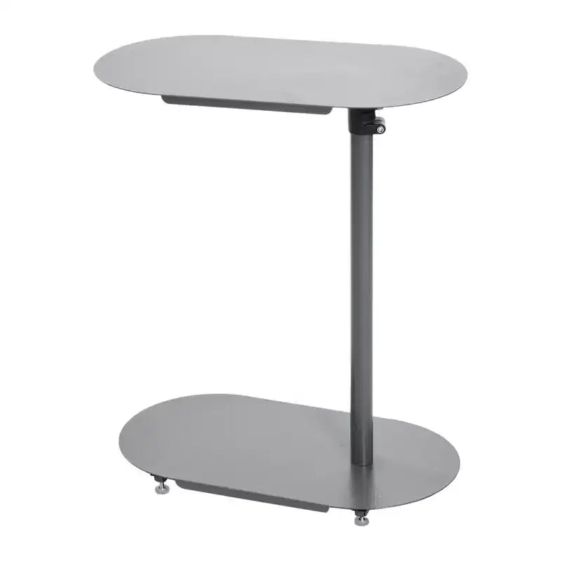 Storied Home Modern Adjustable C-Shaped End Accent Table Gray: Sleek Side Sofa Table, Steel Frame & Top