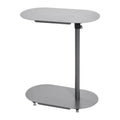 Storied Home Modern Adjustable C-Shaped End Accent Table Gray: Sleek Side Sofa Table, Steel Frame & Top