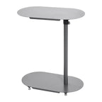 Storied Home Modern Adjustable C-Shaped End Accent Table Gray: Sleek Side Sofa Table, Steel Frame & Top