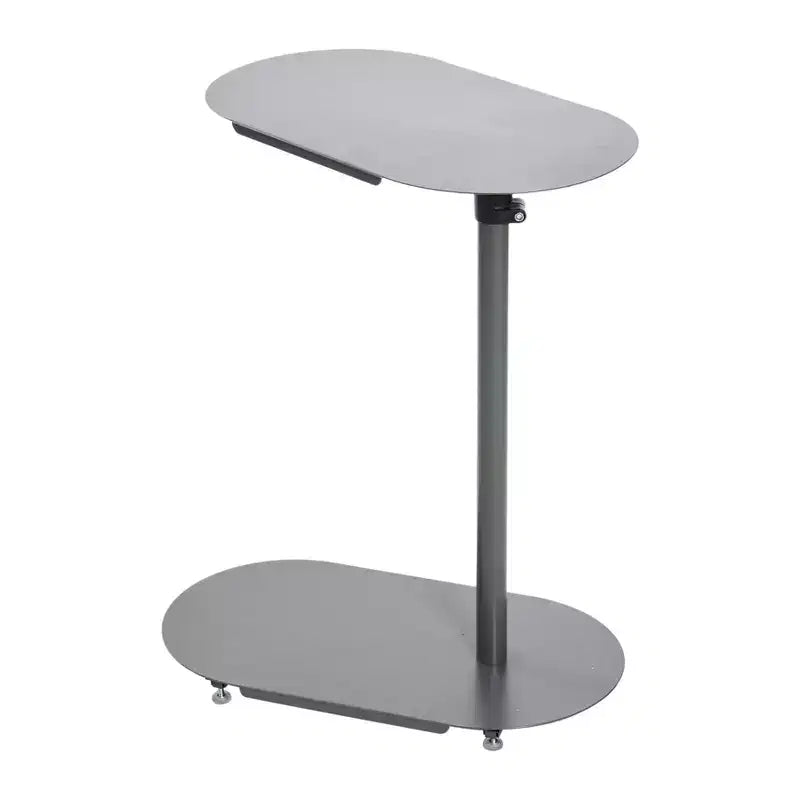 Storied Home Tavolino/Tavolo d'Appoggio Moderno a C Regolabile Grigio: Elegante Tavolino da Divano, Struttura e Piano in Acciaio