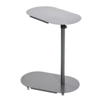 Storied Home Tavolino/Tavolo d'Appoggio Moderno a C Regolabile Grigio: Elegante Tavolino da Divano, Struttura e Piano in Acciaio