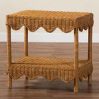 Bali & Pari Oteria Tavolino in Rattan con Bordo Ondulato Miele Chiaro