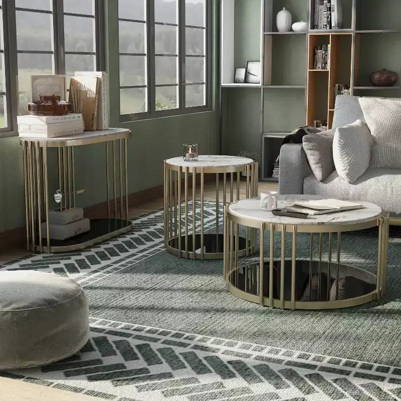 Set 3 Pezzi Salotto Solstice Glam Ottone Antico - HOMES: Inside + Out