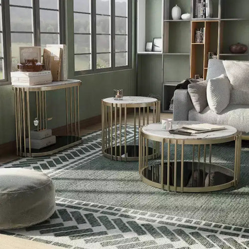 Set 3 Pezzi Salotto Solstice Glam Ottone Antico - HOMES: Inside + Out