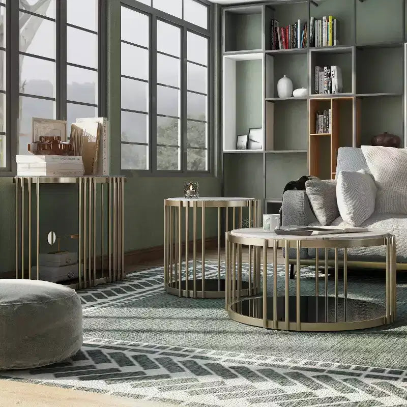 Set 3 Pezzi Salotto Solstice Glam Ottone Antico - HOMES: Inside + Out
