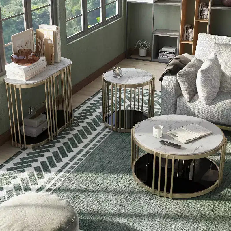 Set 3 Pezzi Salotto Solstice Glam Ottone Antico - HOMES: Inside + Out