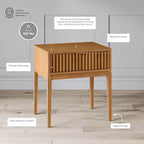 Nathan James Boho Comodino Scanalato in Legno con Cassetto Marrone: Mid-Century Moderno, Maniglia in Ottone, Gambe Affusolate