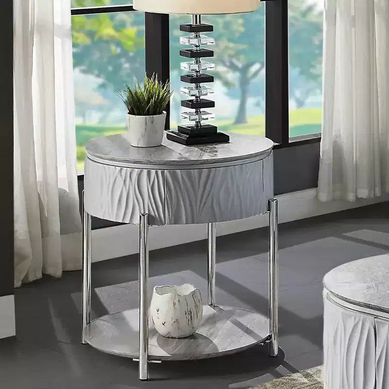 Tavolino d'appoggio Acme Furniture Yukino, grigio/cromo