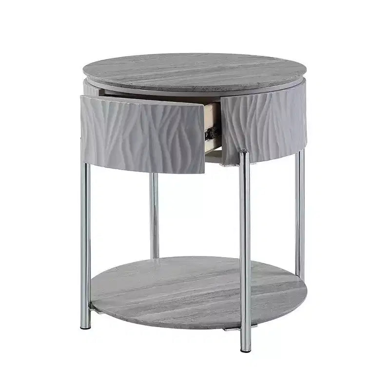 Tavolino d'appoggio Acme Furniture Yukino, grigio/cromo