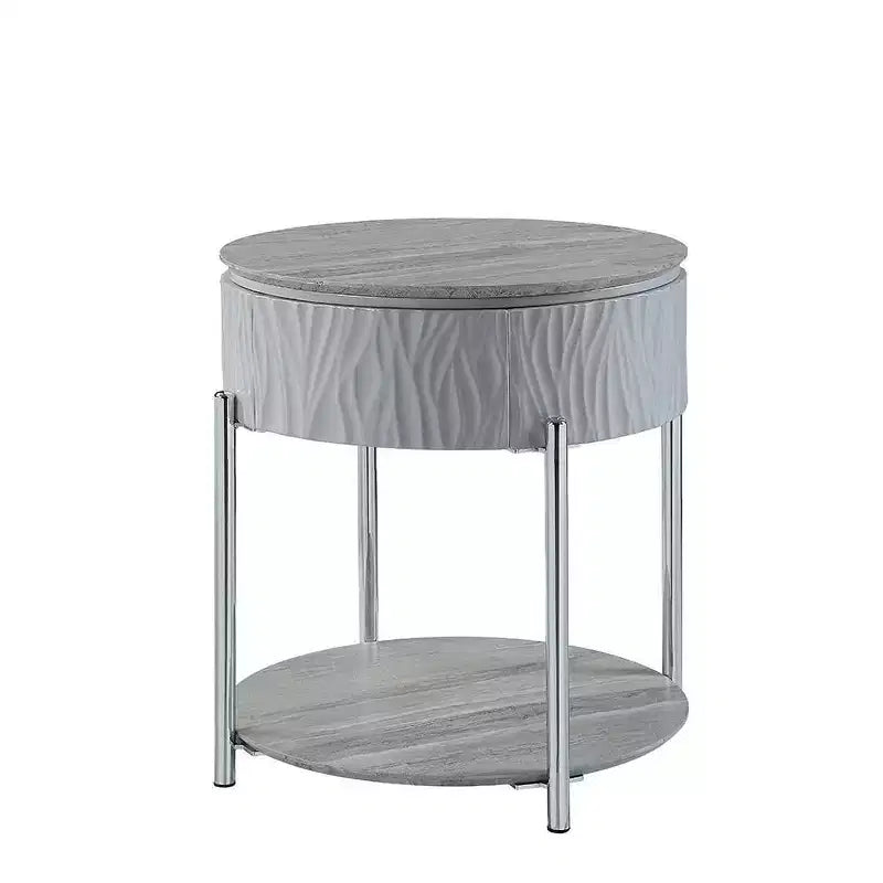 Tavolino d'appoggio Acme Furniture Yukino, grigio/cromo