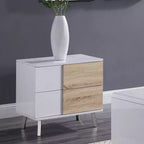 Tavolini d'appoggio Verux Acme Furniture da 22" in bianco lucido: moderni rettangolari con gambe affusolate e cassetto portaoggetti