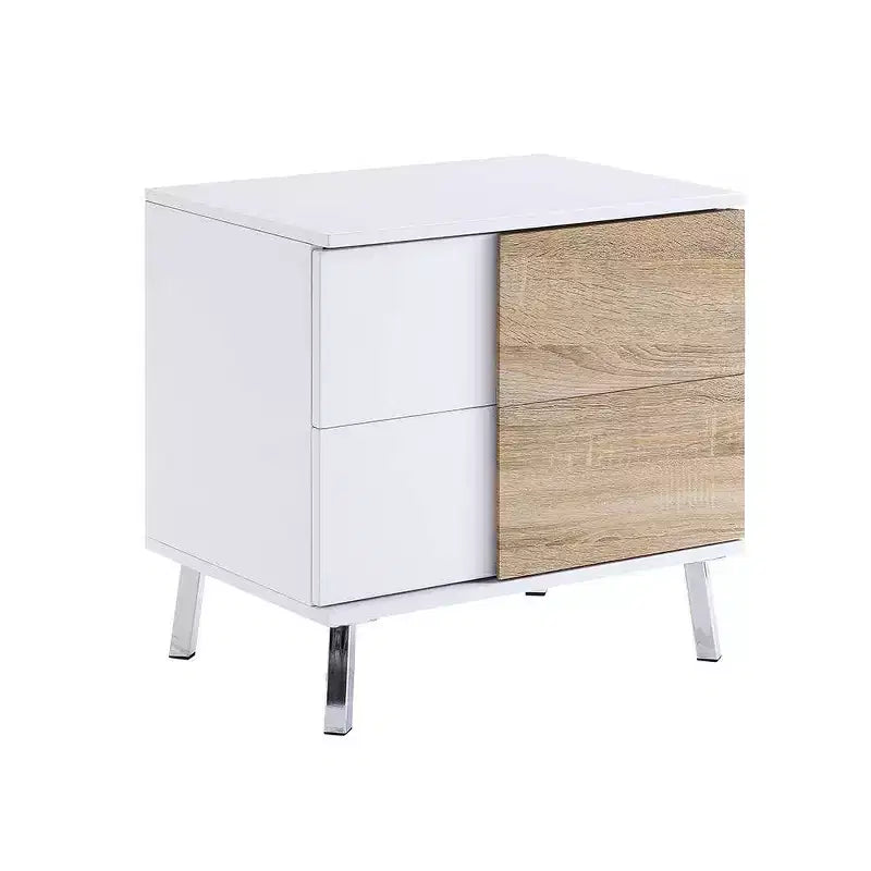 Tavolini d'appoggio Verux Acme Furniture da 22" in bianco lucido: moderni rettangolari con gambe affusolate e cassetto portaoggetti