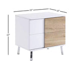 Tavolini d'appoggio Verux Acme Furniture da 22" in bianco lucido: moderni rettangolari con gambe affusolate e cassetto portaoggetti