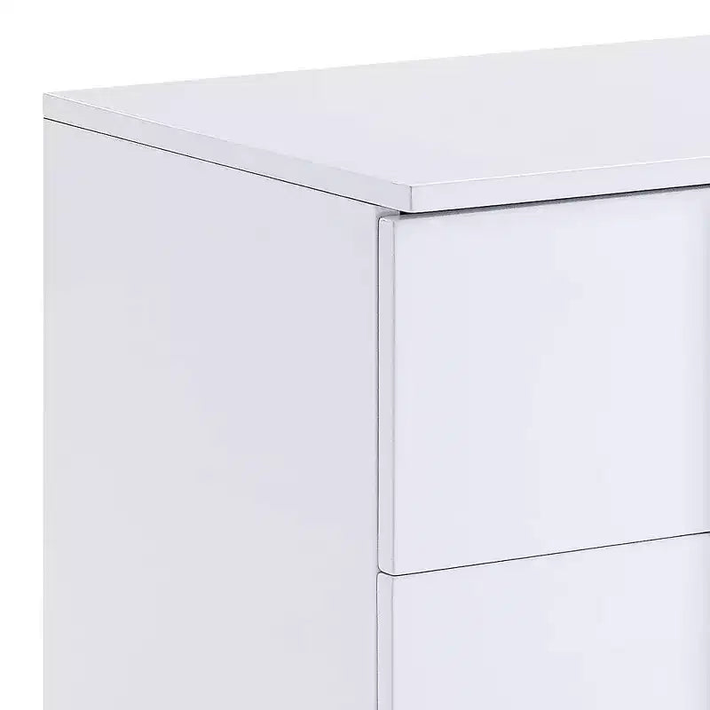 Tavolini d'appoggio Verux Acme Furniture da 22" in bianco lucido: moderni rettangolari con gambe affusolate e cassetto portaoggetti