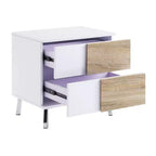 Tavolini d'appoggio Verux Acme Furniture da 22" in bianco lucido: moderni rettangolari con gambe affusolate e cassetto portaoggetti