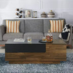 Tavolino da Caffè Croston con Vano Contenitore a Scorrimento, color Hickory Chiaro - miBasics: Design Mid-century, Piano Sollevabile, Forma Rettangolare