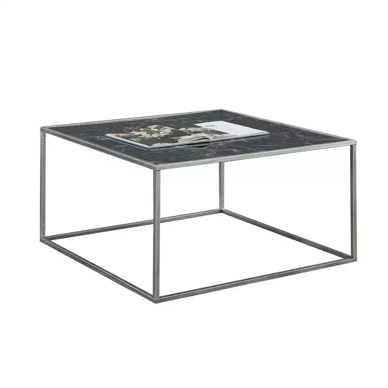 Tavolino da Salotto Gold Coast Nero Finto Marmo/Argento - Breighton Home