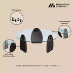 Tavolino da caffè Manhattan Comfort Artesia con ripiano in vetro temperato noce scuro