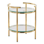 Rhonda Side Table Gold/Clear Glass - LumiSource: Art Deco, Tiered Design, Oval Shape, 22" Height
