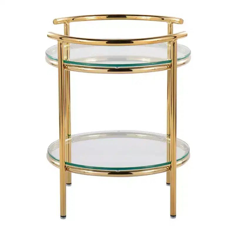Tavolino Rhonda Oro/Vetro Trasparente - LumiSource: Art Déco, Design a Più Livelli, Forma Ovale, 55,88 cm di Altezza