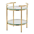 Tavolino Rhonda Oro/Vetro Trasparente - LumiSource: Art Déco, Design a Più Livelli, Forma Ovale, 55,88 cm di Altezza