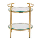 Tavolino Rhonda Oro/Vetro Trasparente - LumiSource: Art Déco, Design a Più Livelli, Forma Ovale, 55,88 cm di Altezza