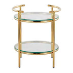 Tavolino Rhonda Oro/Vetro Trasparente - LumiSource: Art Déco, Design a Più Livelli, Forma Ovale, 55,88 cm di Altezza