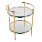 Tavolino Rhonda Oro/Vetro Trasparente - LumiSource: Art Déco, Design a Più Livelli, Forma Ovale, 55,88 cm di Altezza