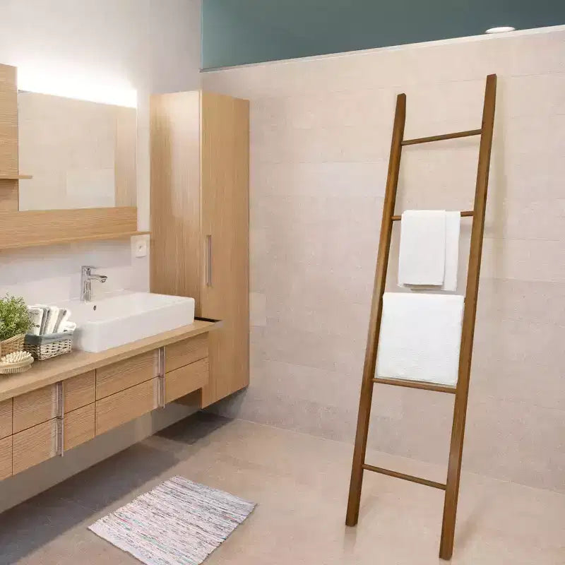 Scala Decorativa Ciliegio Naturale - Flora Home: Portasciugamani in Legno Massello, Design a 5 Pioli