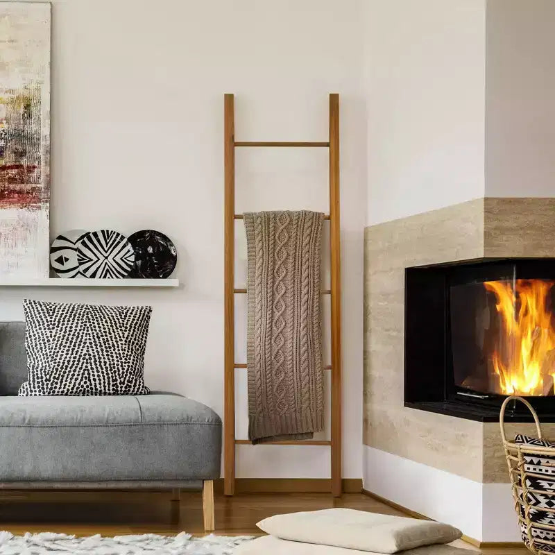 Scala Decorativa Ciliegio Naturale - Flora Home: Portasciugamani in Legno Massello, Design a 5 Pioli