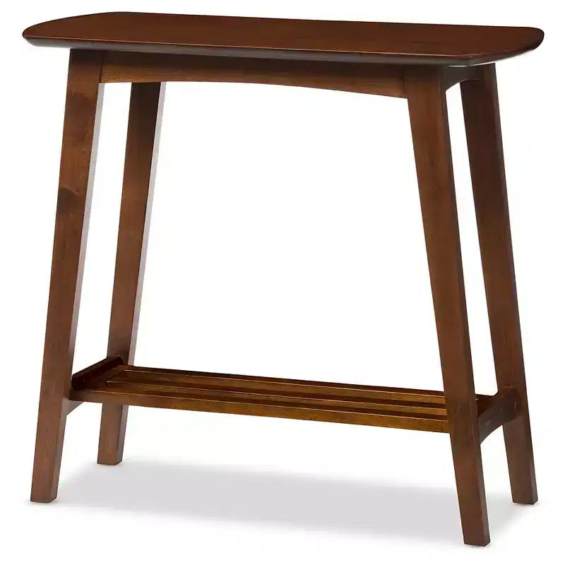 Sacramento Mid-century Modern Scandinavian Style Console Table - Dark Walnut - Baxton Studio: Rubberwood with Open Shelf