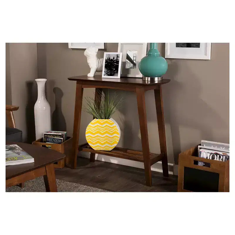Sacramento Tavolo Console in Stile Scandinavo Moderno di Metà Secolo - Noce Scuro - Baxton Studio: Legno di Hevea con Ripiano Aperto