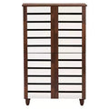 Gisela Two-Tone Shoe Cabinet with 4 Door Oak/White - Baxton Studio