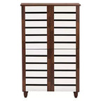 Gisela Two-Tone Shoe Cabinet with 4 Door Oak/White - Baxton Studio