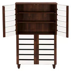 Gisela Mobile Scarpiera Bicolore a 4 Ante Rovere/Bianco - Baxton Studio