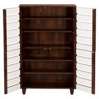 Gisela Mobile Scarpiera Bicolore a 4 Ante Rovere/Bianco - Baxton Studio