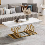 LITTLE TREE Modern Coffee Table with Geometric Frame White/Gold