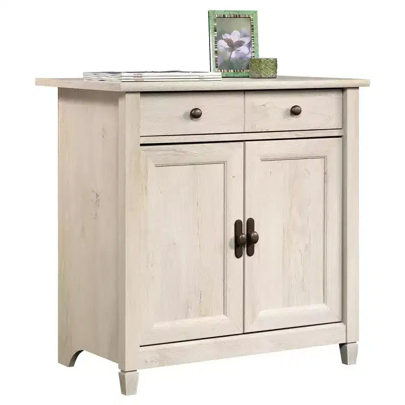 Edge Water 2 Door Utility Cart/Stand Light Off White - Sauder: Coastal Style Accent Cabinet with Adjustable Shelf & Anti-Tip Hardware