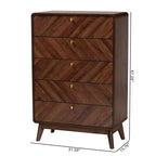 Baxton Studio Markell Cassettiera a 5 cassetti in Legno Noce/Oro: Design Moderno di Metà Secolo, Organizzatore per Camera da Letto